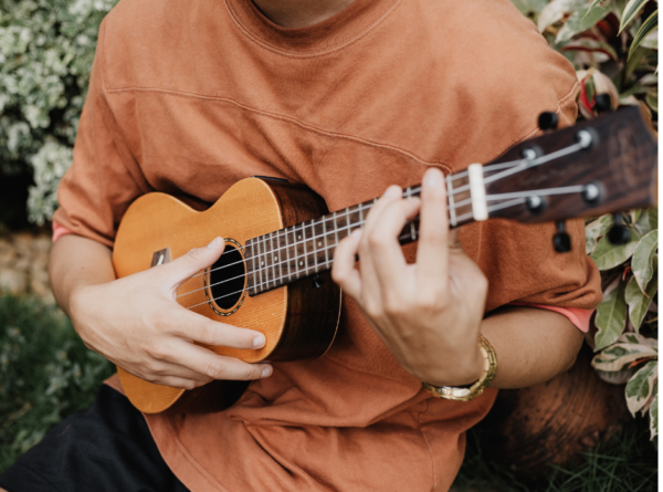 Playing guitar